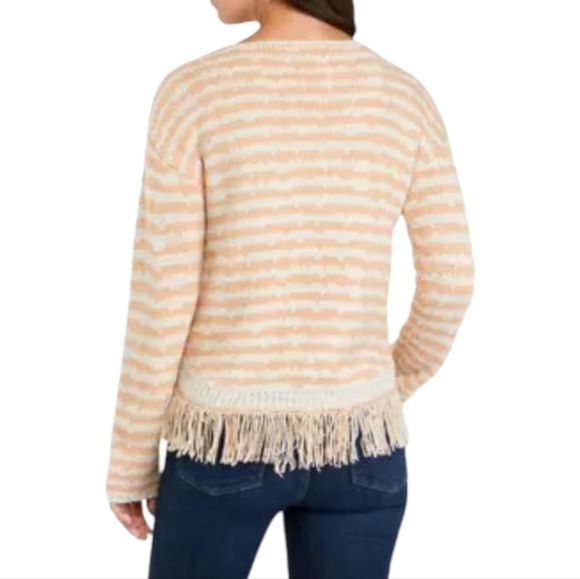 Women's Drop Shoulder Fringe Detail Striped Sweater Sz XXL. NWT - Picture 4 of 10